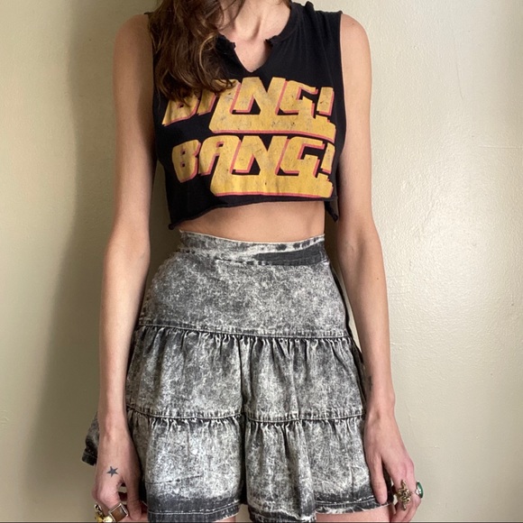 Vintage Dresses & Skirts - Vintage bongo acid wash denim mini skirt